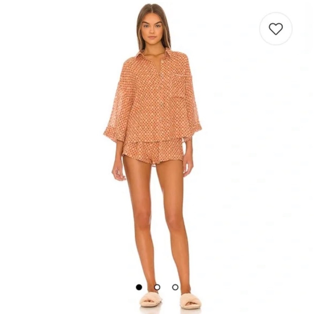NWOT Free People Daydream Pajama Set in Sand Combo